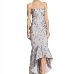 Bariano Large 3D appliqué gray dress